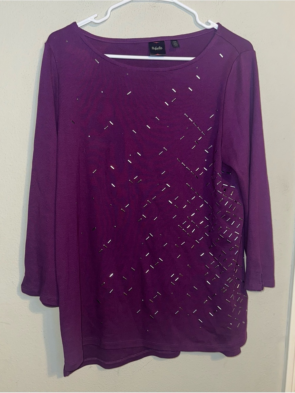Rafaella Purple Embellished Scoop Neck Top